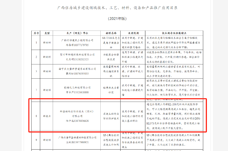 廣西住房城鄉(xiāng)建設(shè)領(lǐng)域技術(shù)、工藝、材料、設(shè)備和產(chǎn)品推廣應(yīng)用目錄